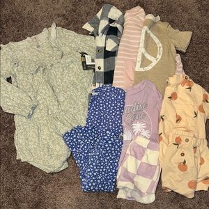Toddler girl 18m matching sets, tops & flannel bundle!!